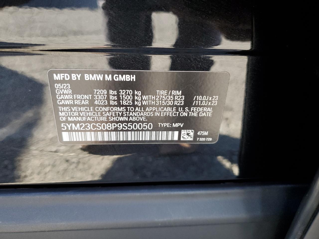 2023 BMW Xm VIN: 5YM23CS08P9S50050 Lot: 90093515