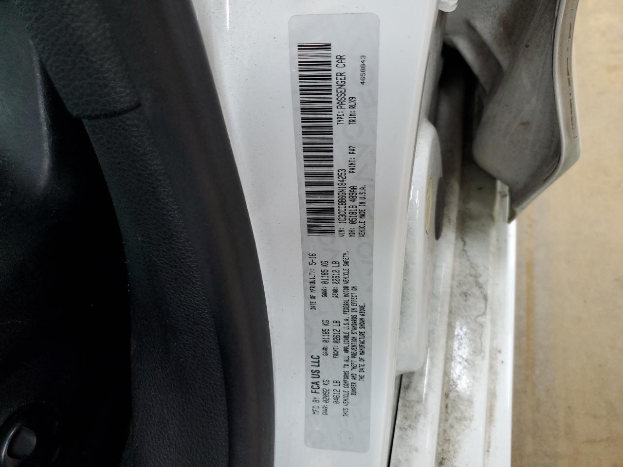 2016 Chrysler 200 S VIN: 1C3CCCBB6GN184253 Lot: 82618045