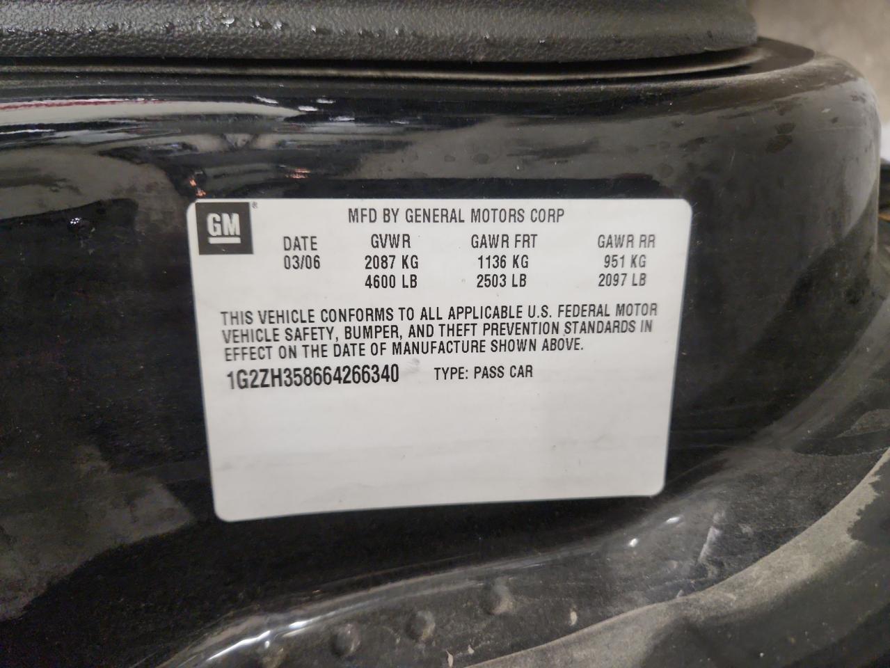 2006 Pontiac G6 Gt VIN: 1G2ZH358664266340 Lot: 82725755