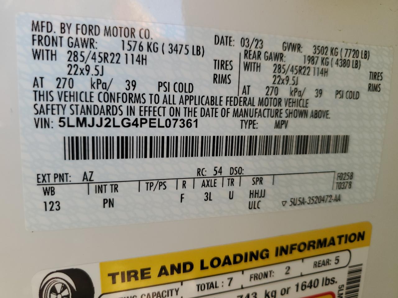 2023 Lincoln Navigator Reserve VIN: 5LMJJ2LG4PEL07361 Lot: 86803275