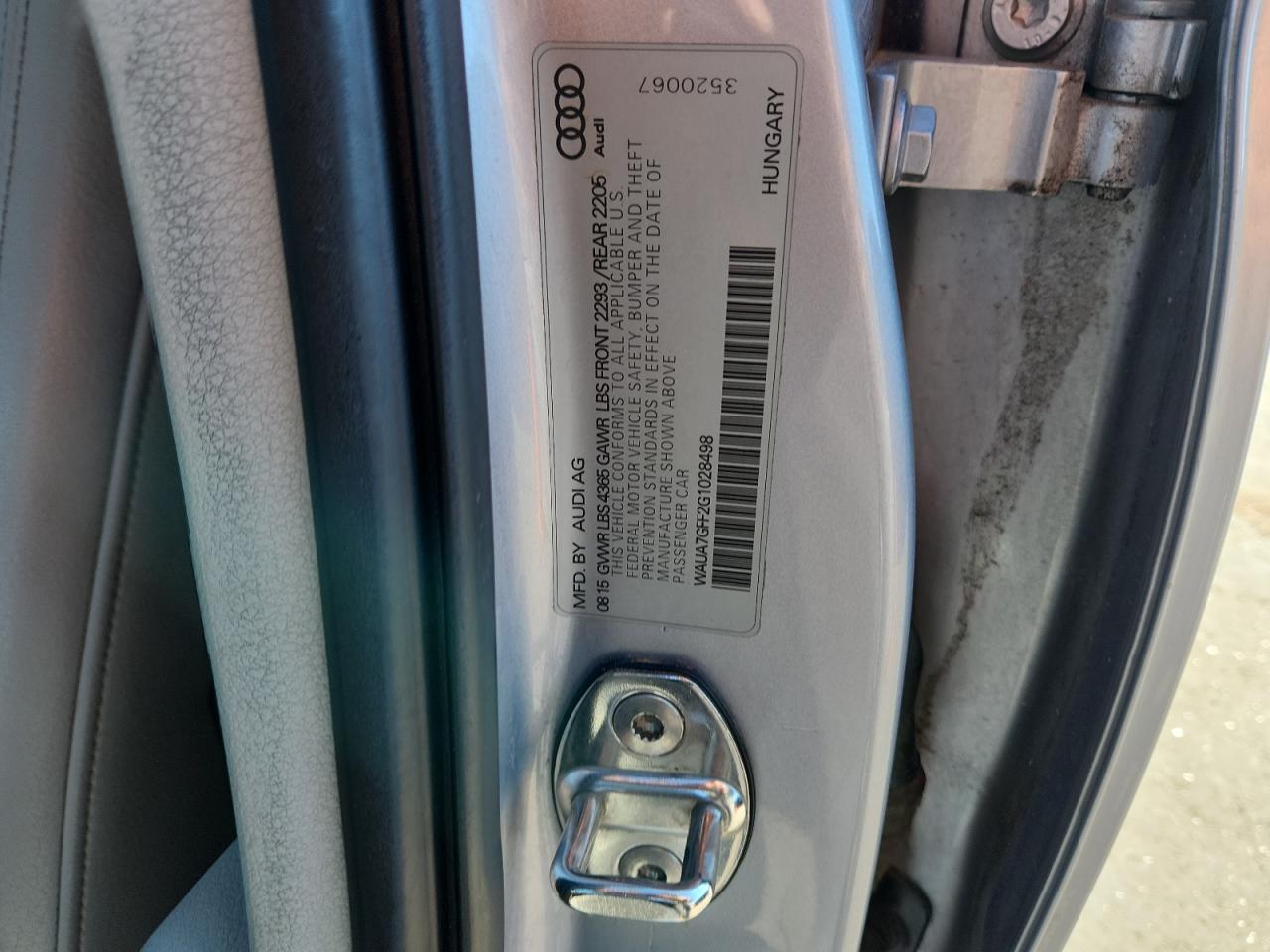 2016 Audi A3 Premium VIN: WAUA7GFF2G1028498 Lot: 85730795