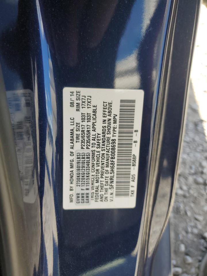 2015 Honda Odyssey Exl VIN: 5FNRL5H68FB008698 Lot: 82428535