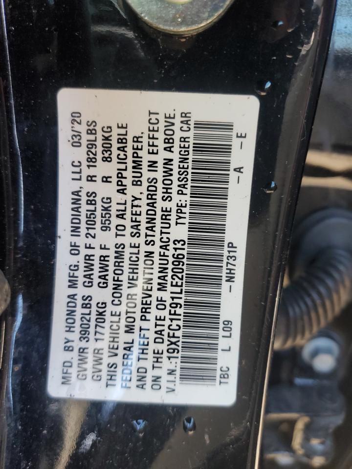 2020 Honda Civic Touring VIN: 19XFC1F91LE209613 Lot: 86548155