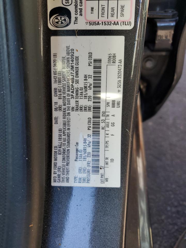 2018 Ford Fiesta Se VIN: 3FADP4BJ7JM140920 Lot: 82731255