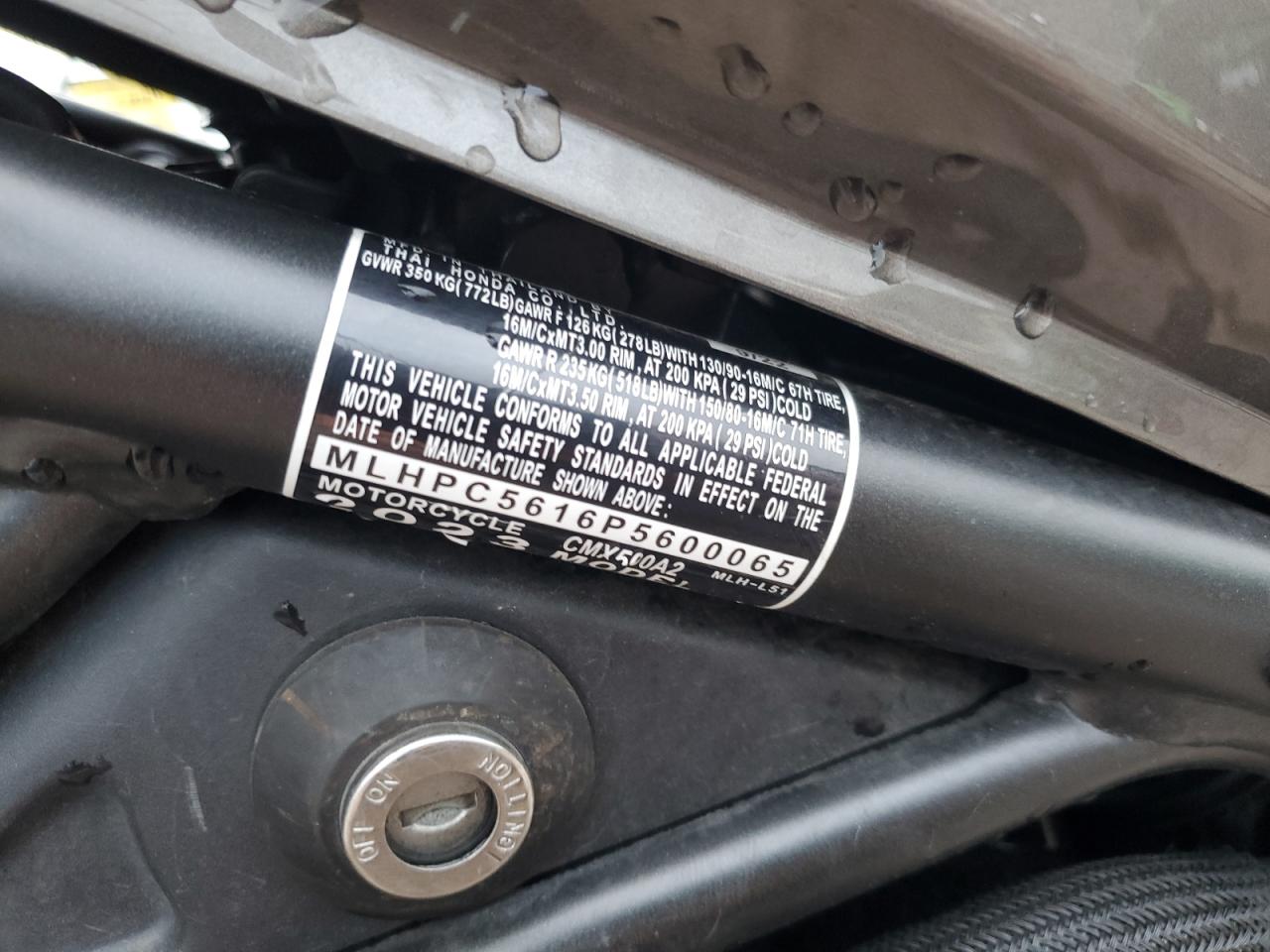 2023 Honda Cmx500 VIN: MLHPC5616P5600065 Lot: 86297475