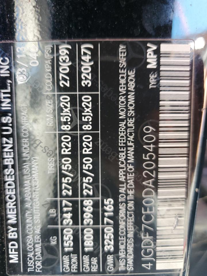 2013 Mercedes-Benz Gl 450 4Matic VIN: 4JGDF7CE0DA205409 Lot: 85679035