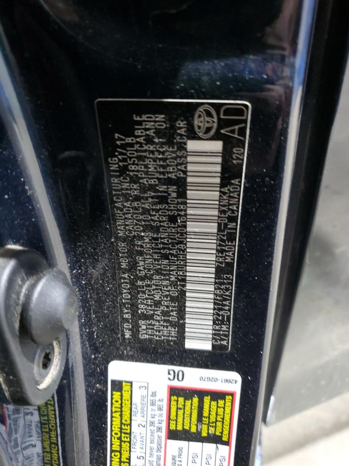 2018 Toyota Corolla L VIN: 2T1BURHE9JC016481 Lot: 85137305