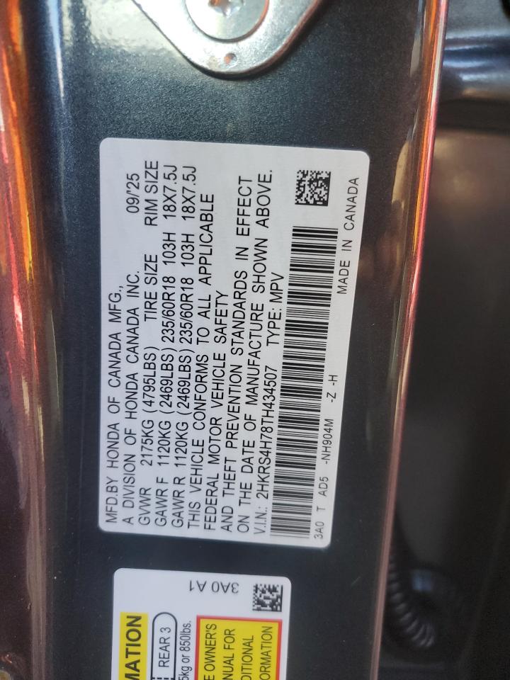 2026 Honda Cr-V Exl VIN: 2HKRS4H78TH434507 Lot: 89482715