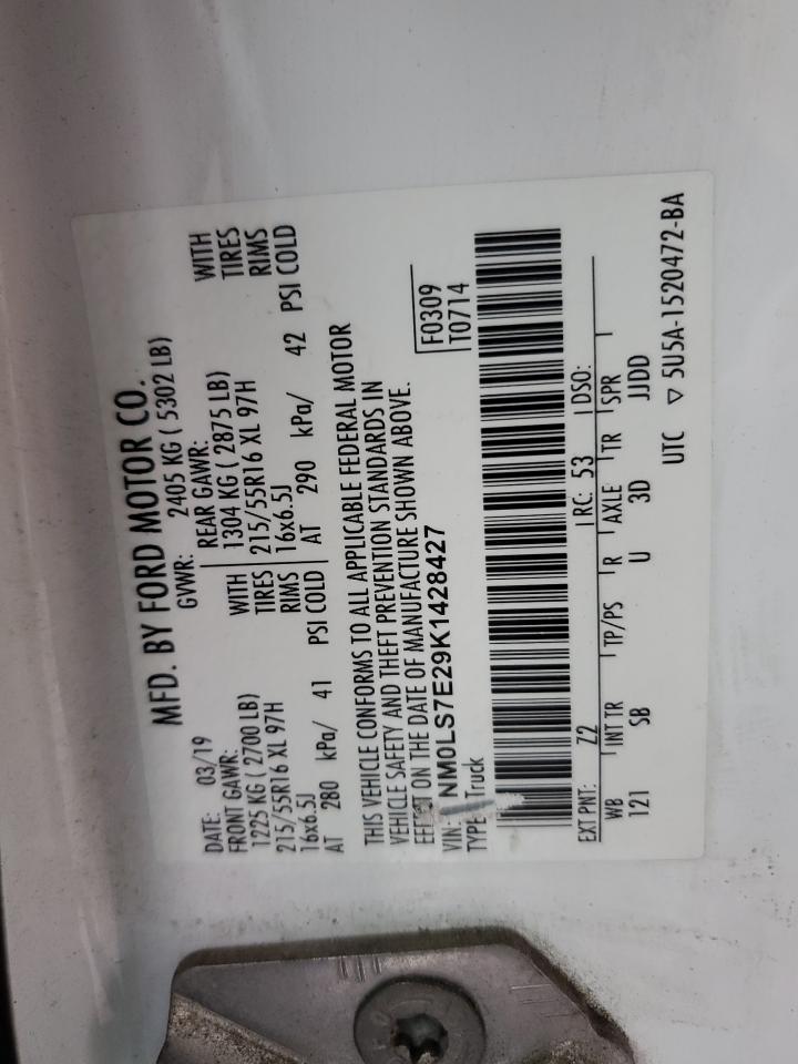 2019 Ford Transit Connect Xl VIN: NM0LS7E29K1428427 Lot: 90364645