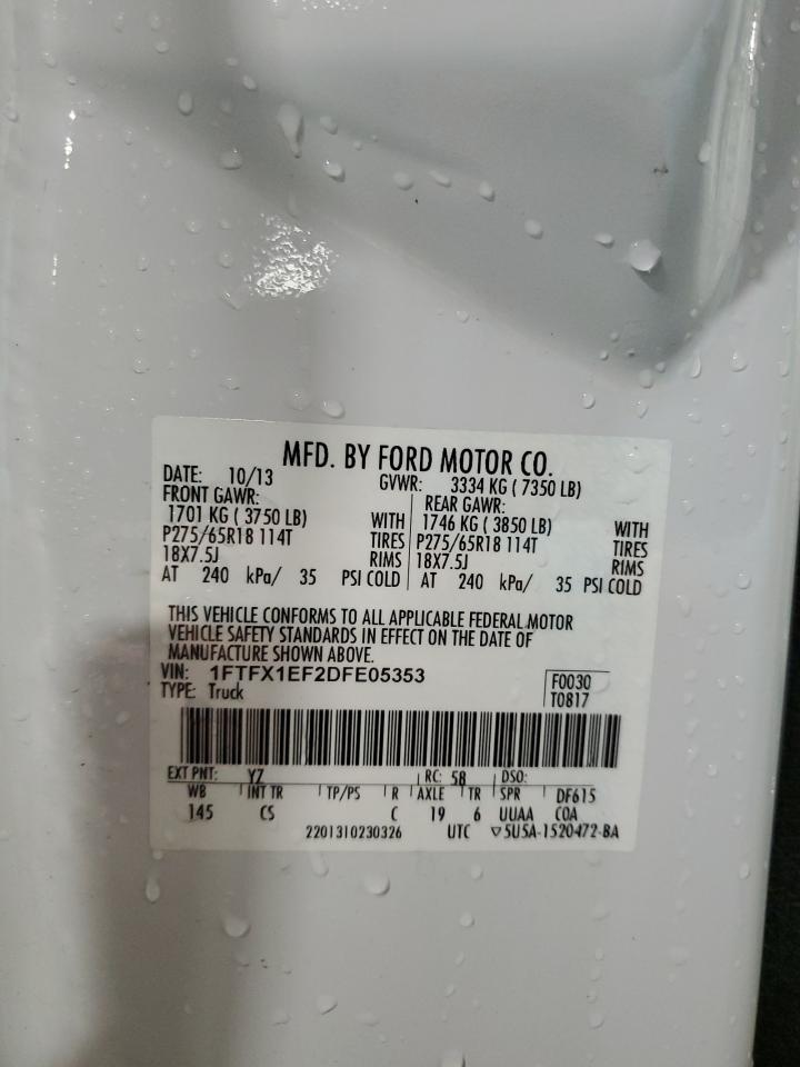 2013 Ford F150 Super Cab VIN: 1FTFX1EF2DFE05353 Lot: 90720975