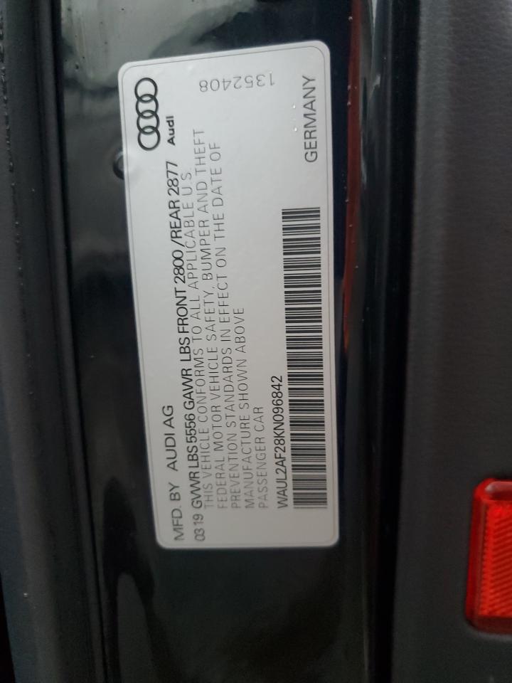 2019 Audi A6 Premium Plus VIN: WAUL2AF28KN096842 Lot: 85674555