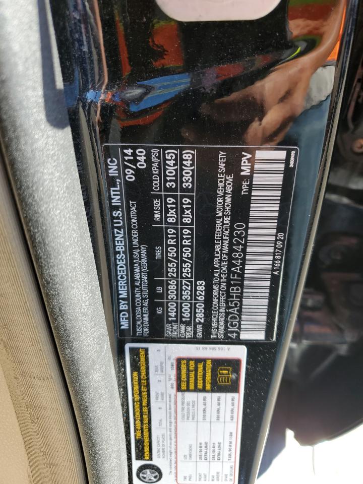 2015 Mercedes-Benz Ml 350 4Matic VIN: 4JGDA5HB1FA484230 Lot: 86216545