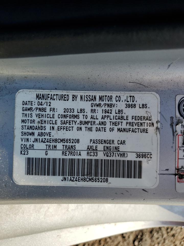2012 Nissan 370Z Base VIN: JN1AZ4EH8CM565208 Lot: 84376245