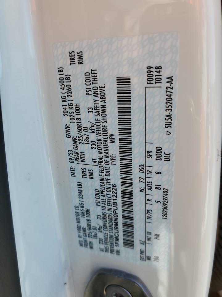 2023 Ford Escape St Line VIN: 1FMCU9MN0PUB12226 Lot: 85922435