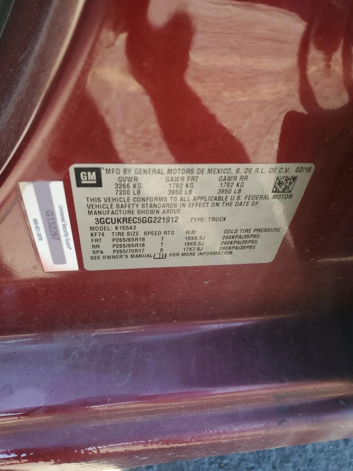 2016 Chevrolet Silverado K1500 Lt VIN: 3GCUKREC5GG221912 Lot: 82001425