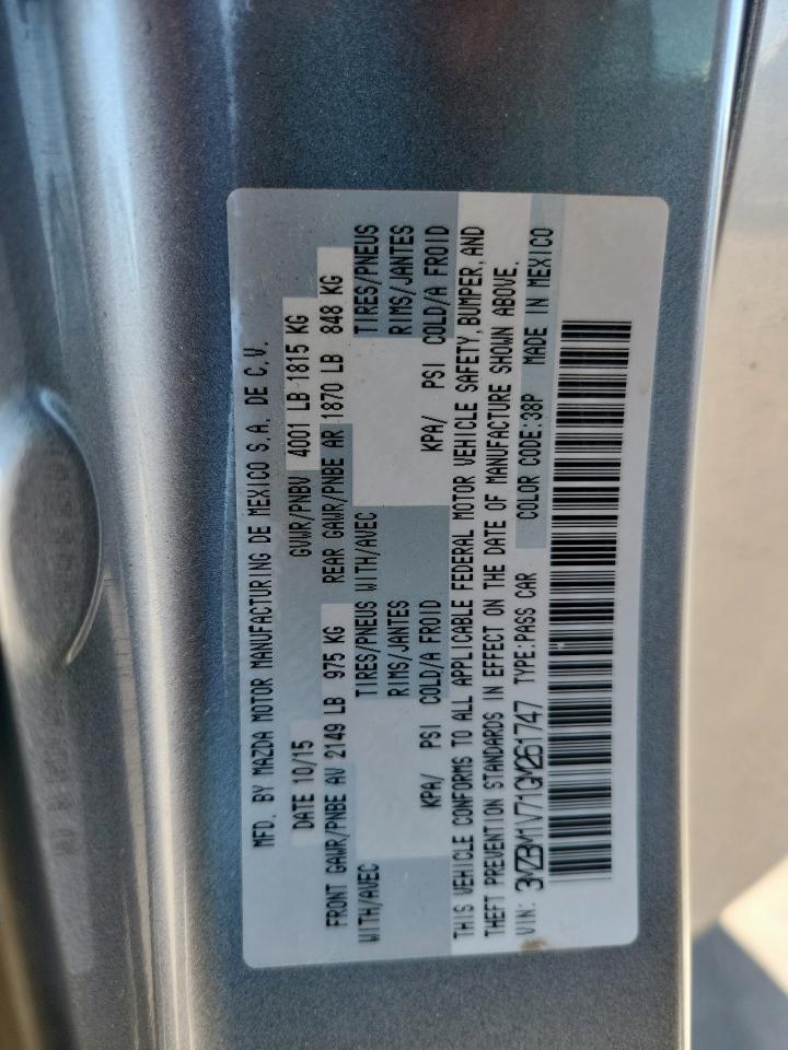 2016 Mazda 3 Touring VIN: 3MZBM1V71GM261747 Lot: 85313455