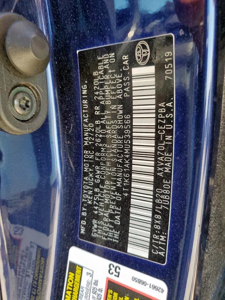 2021 Toyota Camry Xse VIN: 4T1K61AK4MU539566 Lot: 82283325