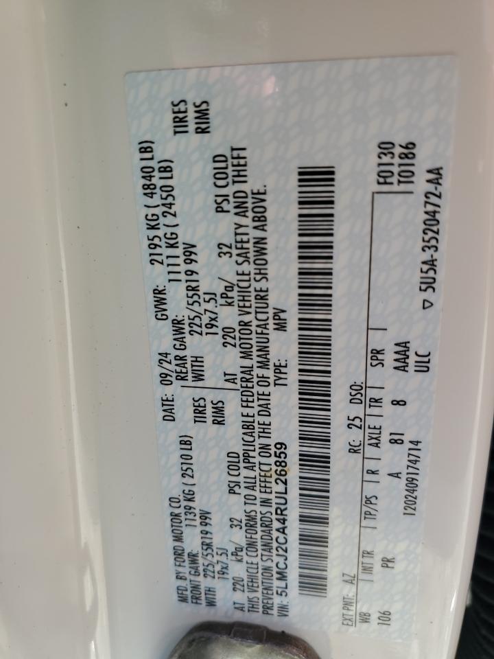 2024 Lincoln Corsair Reserve VIN: 5LMCJ2CA4RUL26859 Lot: 84598535