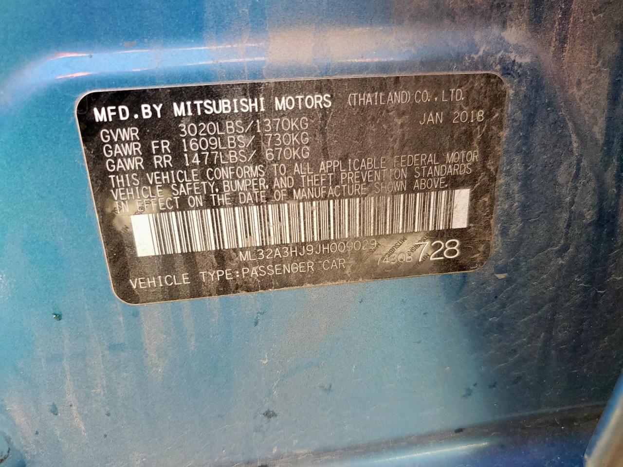 2018 Mitsubishi Mirage Es VIN: ML32A3HJ9JH009029 Lot: 85854345