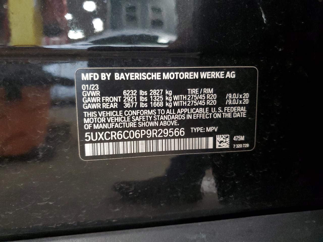 2023 BMW X5 xDrive40I VIN: 5UXCR6C06P9R29566 Lot: 81771935