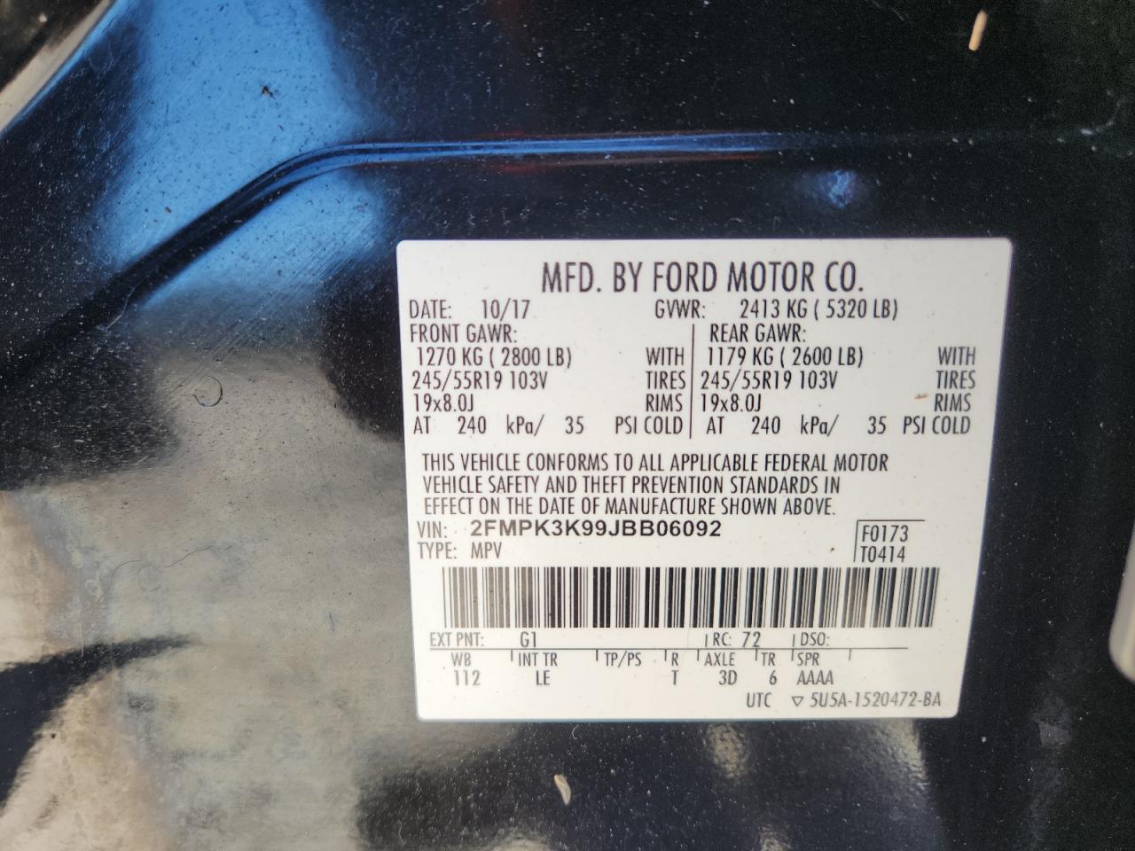2018 Ford Edge Titanium VIN: 2FMPK3K99JBB06092 Lot: 86476395