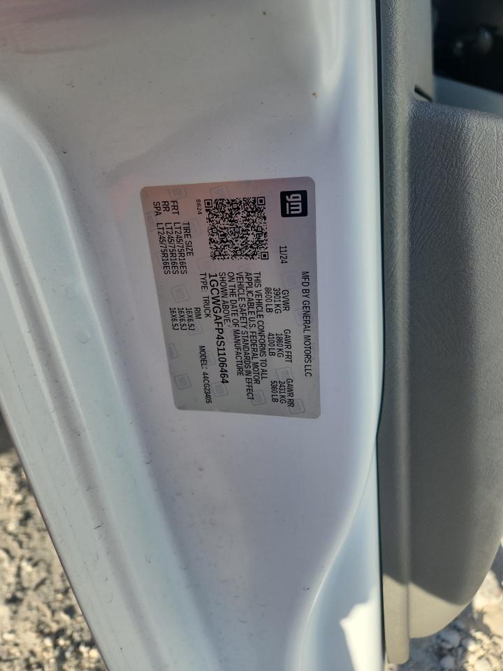 2025 Chevrolet Express G2500 VIN: 1GCWGAFP4S1106464 Lot: 89816585