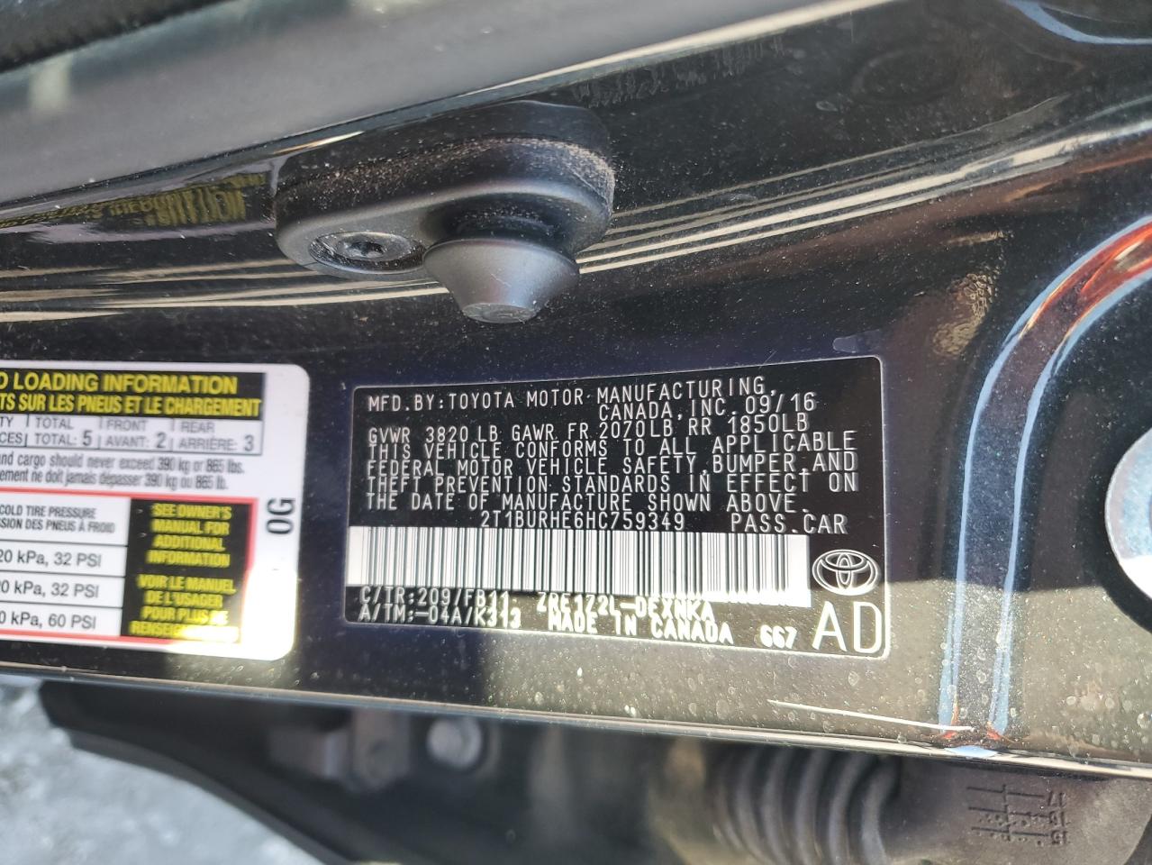 2017 Toyota Corolla L VIN: 2T1BURHE6HC759349 Lot: 84908935