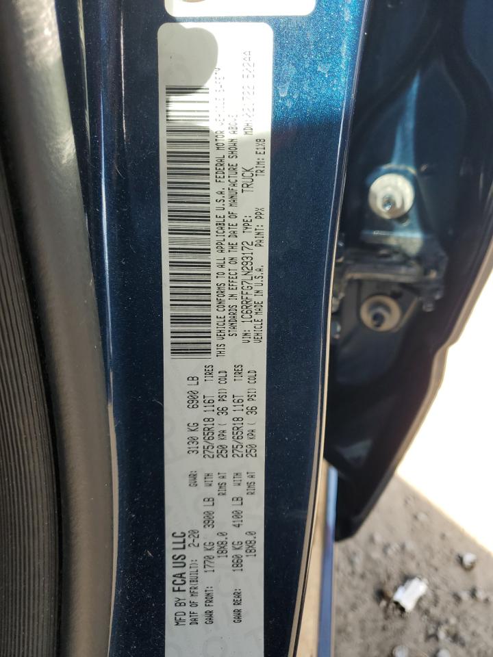 2020 Ram 1500 Big Horn/Lone Star VIN: 1C6RRFFG7LN293172 Lot: 89904665