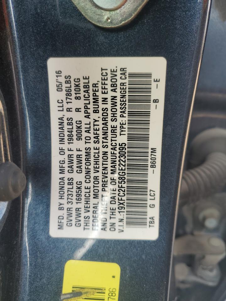 2016 Honda Civic Lx VIN: 19XFC2F58GE223095 Lot: 85934245