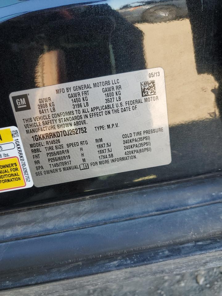 2013 GMC Acadia Slt-1 VIN: 1GKKRRKD7DJ262752 Lot: 82595485