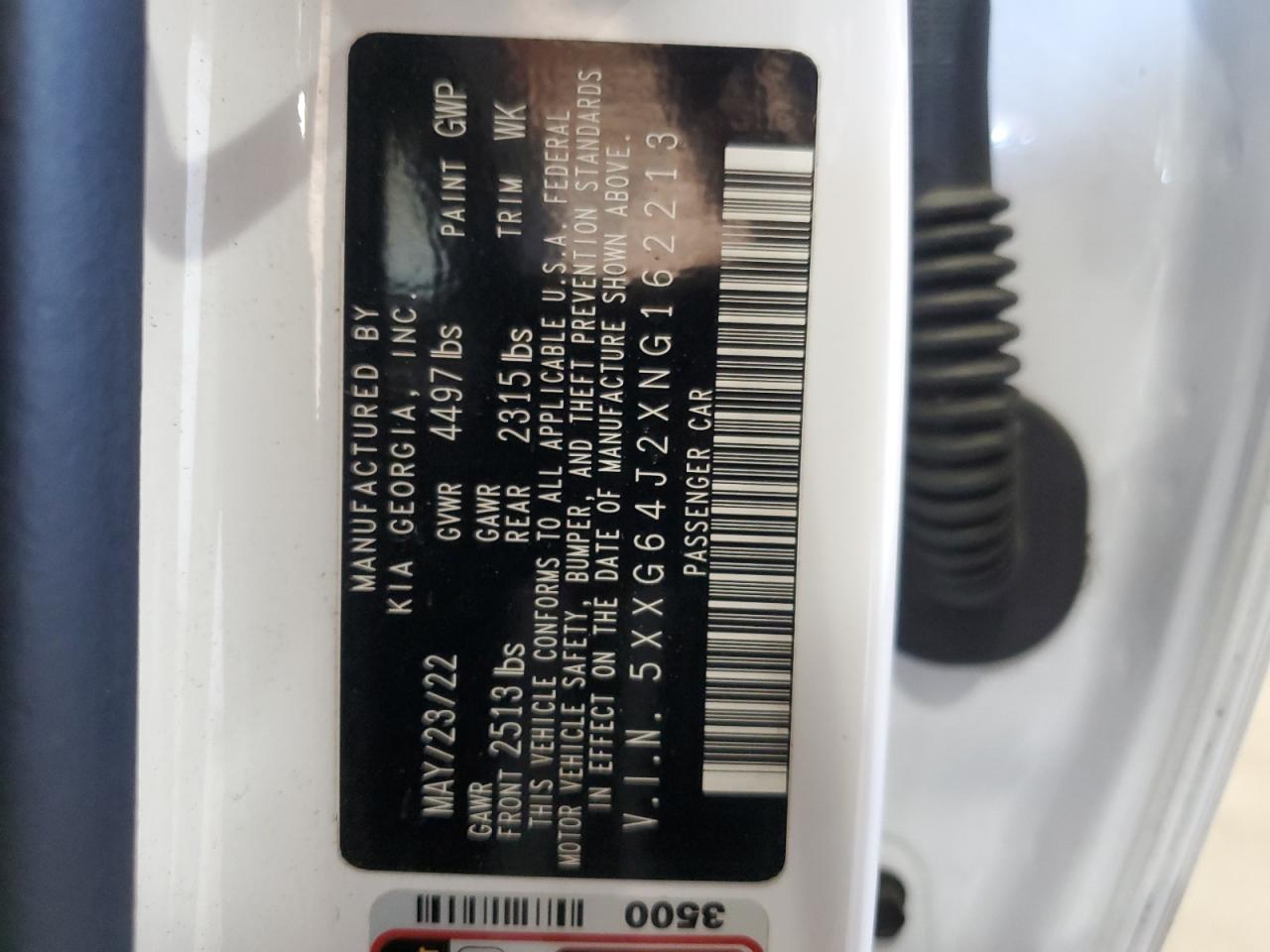 2022 Kia K5 Gt Line VIN: 5XXG64J2XNG162213 Lot: 86693465