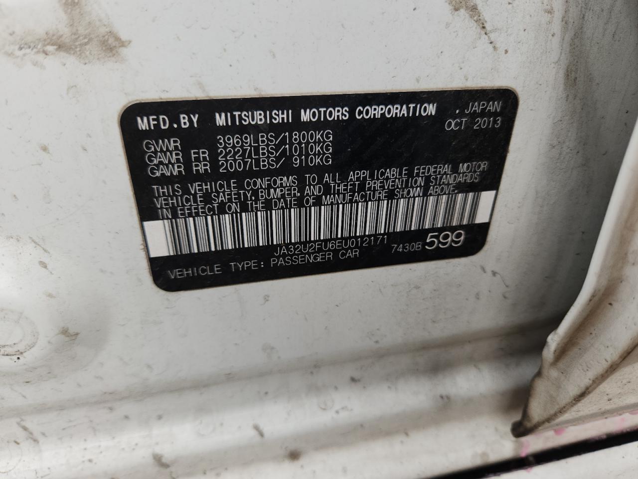 2014 Mitsubishi Lancer Es/Es Sport VIN: JA32U2FU6EU012171 Lot: 92687475
