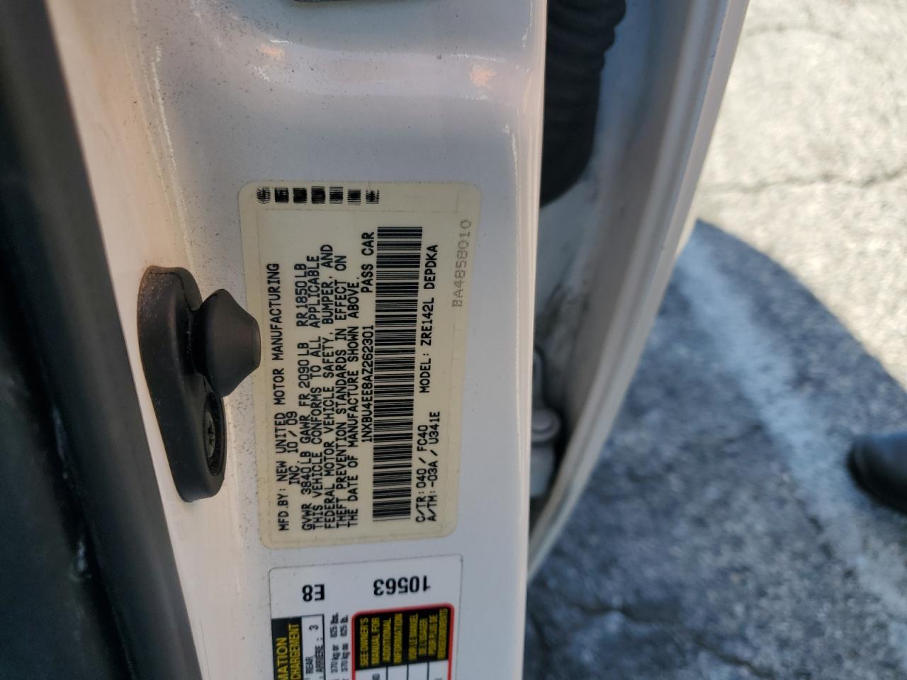 2010 Toyota Corolla Base VIN: 1NXBU4EE8AZ262301 Lot: 82437405