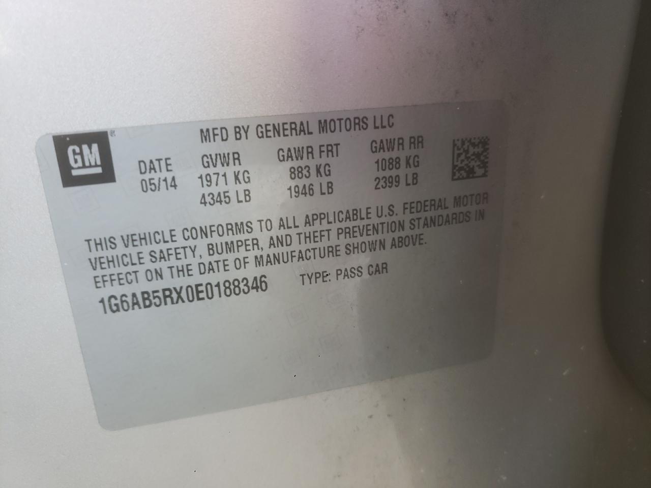 2014 Cadillac Ats Luxury VIN: 1G6AB5RX0E0188346 Lot: 89718575