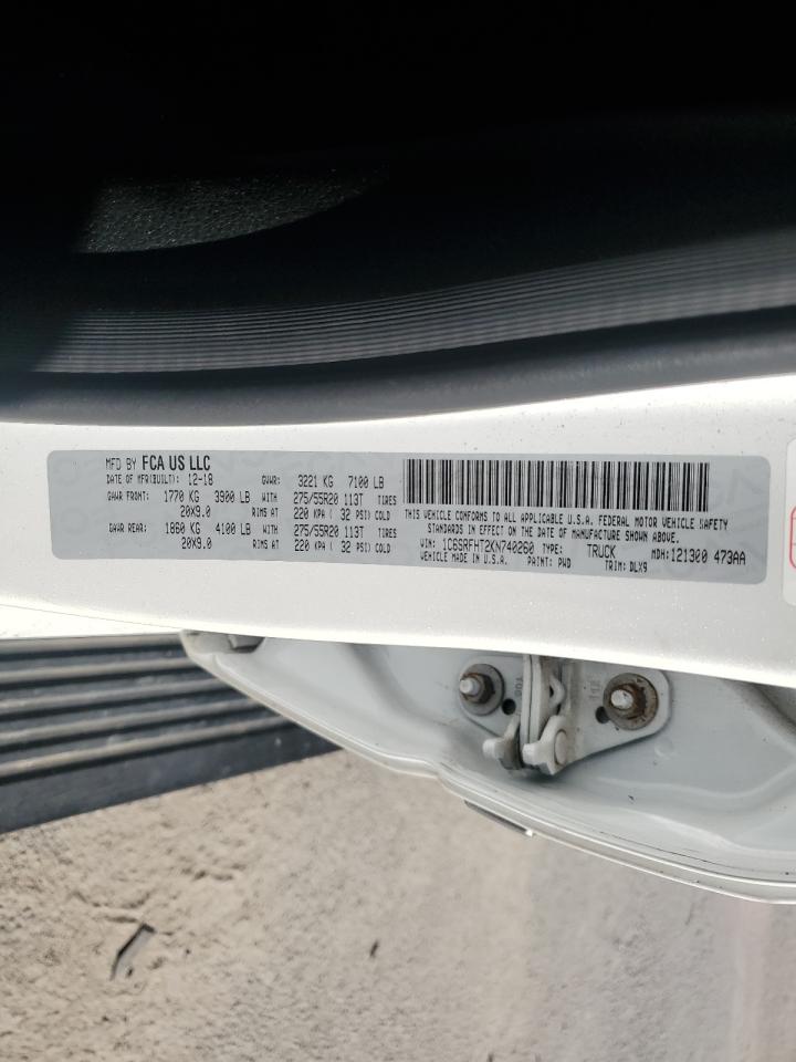 2019 Ram 1500 Limited VIN: 1C6SRFHT2KN740260 Lot: 89481115