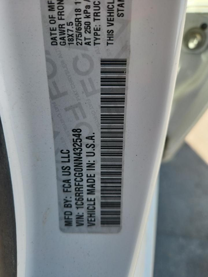 2022 Ram 1500 Tradesman VIN: 1C6RRFCG0NN432548 Lot: 87020505