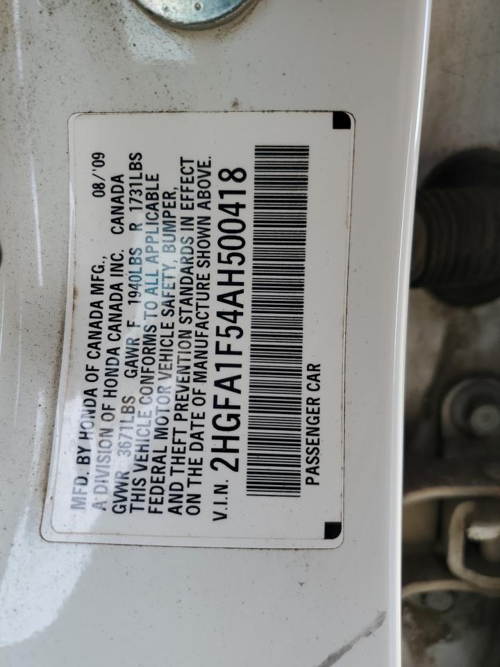 2010 Honda Civic Lx VIN: 2HGFA1F54AH500418 Lot: 84013545