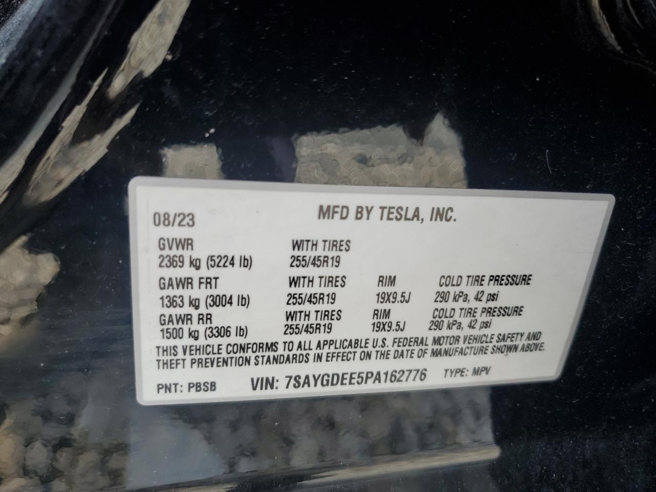 2023 Tesla Model Y VIN: 7SAYGDEE5PA162776 Lot: 86145775