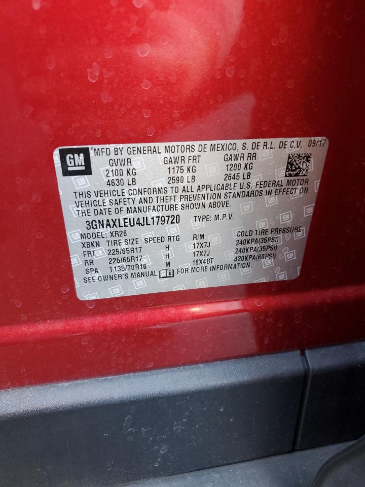 2018 Chevrolet Equinox Lt VIN: 3GNAXLEU4JL179720 Lot: 82313485