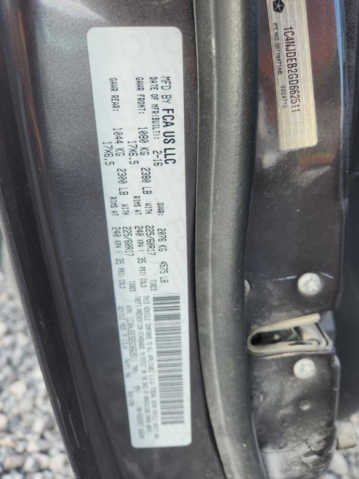 2016 Jeep Compass Latitude VIN: 1C4NJDEB2GD662511 Lot: 85189745