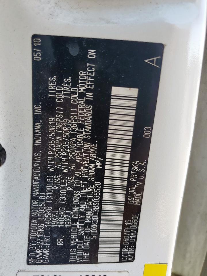 2011 Toyota Sienna Sport VIN: 5TDXK3DC3BS035520 Lot: 85161585