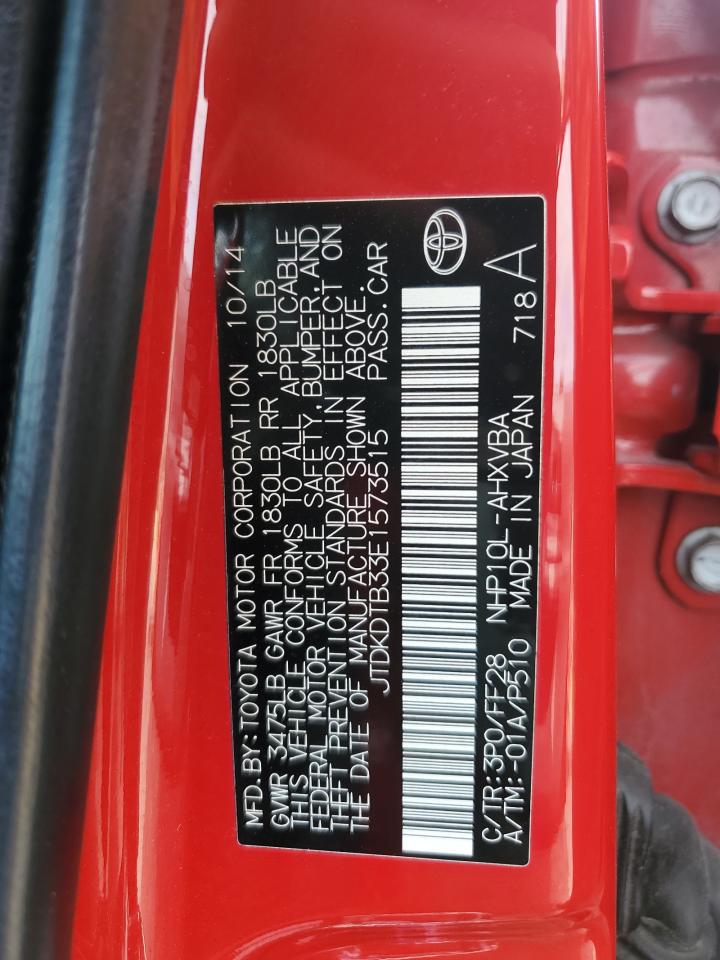 2014 Toyota Prius C VIN: JTDKDTB33E1573515 Lot: 85299835