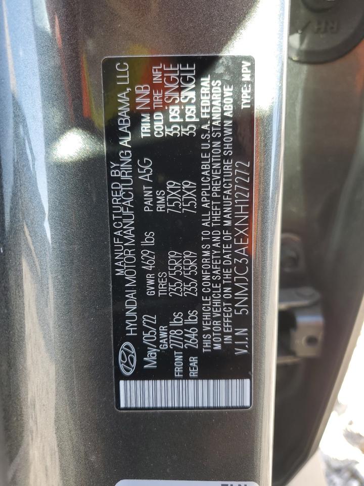 2022 Hyundai Tucson Sel VIN: 5NMJC3AEXNH127272 Lot: 85191775