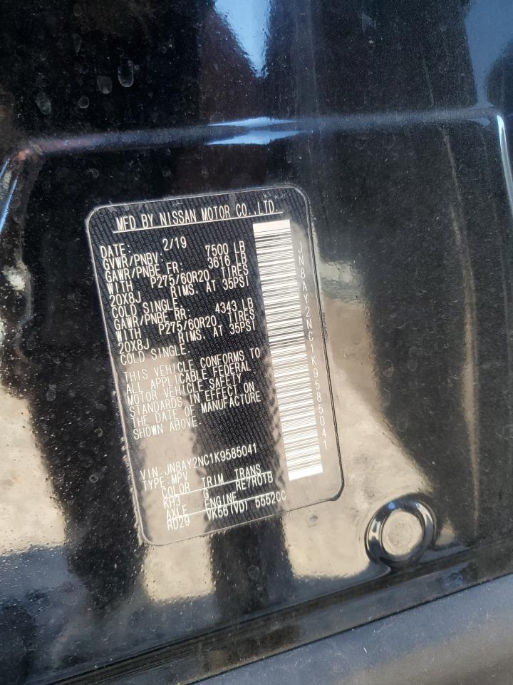 2019 Nissan Armada Sv VIN: JN8AY2NC1K9585041 Lot: 89550995