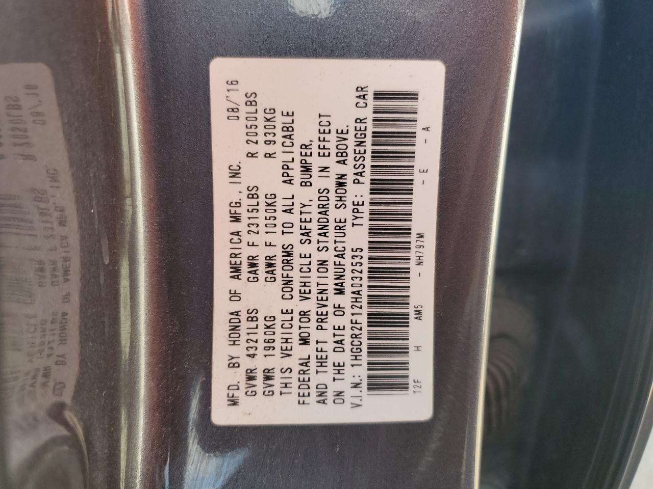 2017 Honda Accord Sport Special Edition VIN: 1HGCR2F12HA032535 Lot: 82353835