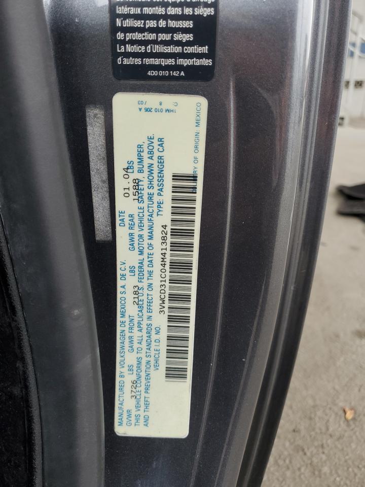 2004 Volkswagen New Beetle Gls VIN: 3VWCD31C04M413824 Lot: 81956255