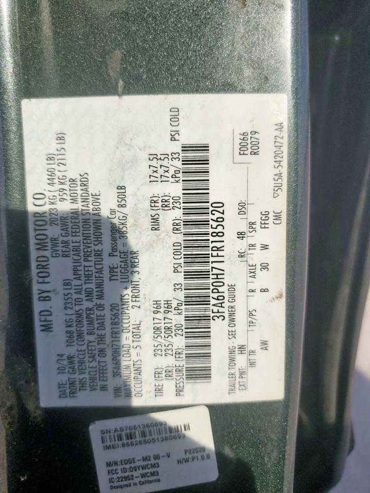 2015 Ford Fusion Se VIN: 3FA6P0H71FR185620 Lot: 85684745