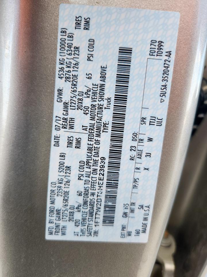 2017 Ford F250 Super Duty VIN: 1FT7W2BT8HEE23939 Lot: 85363905