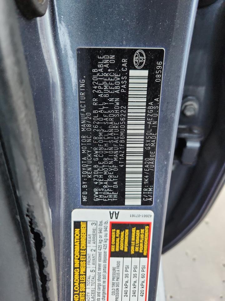 2021 Toyota Avalon Xle VIN: 4T1AZ1FB6MU056222 Lot: 87256785