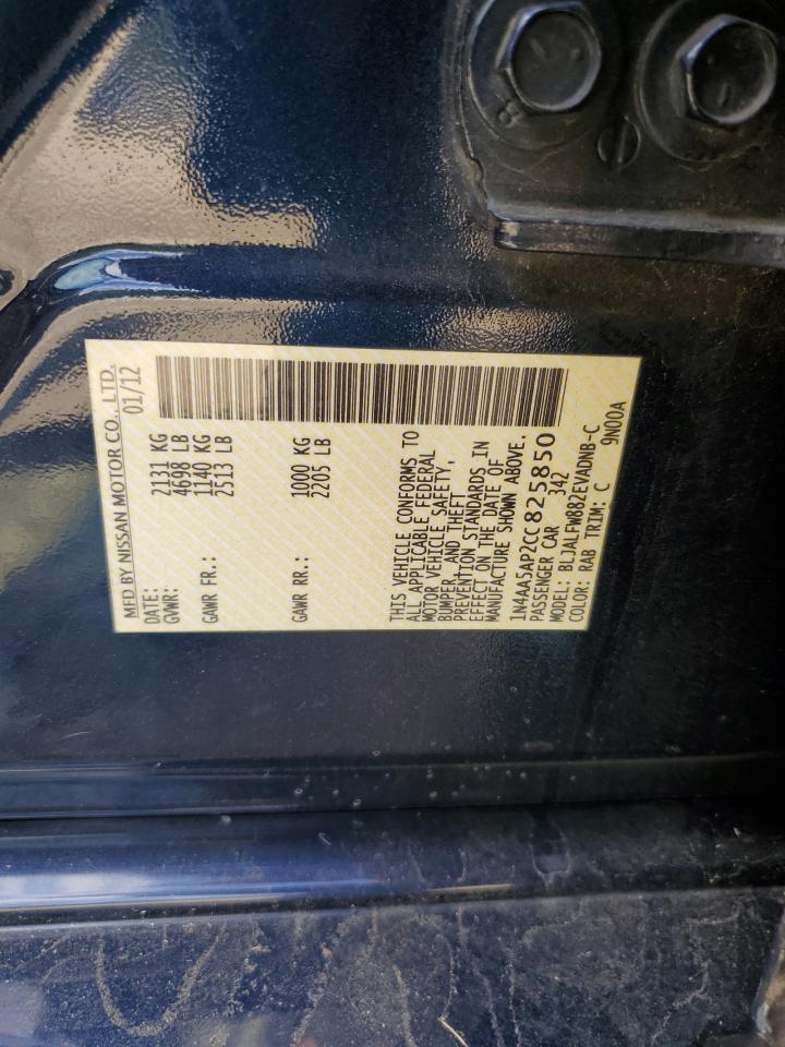 2012 Nissan Maxima S VIN: 1N4AA5AP2CC825850 Lot: 82352725